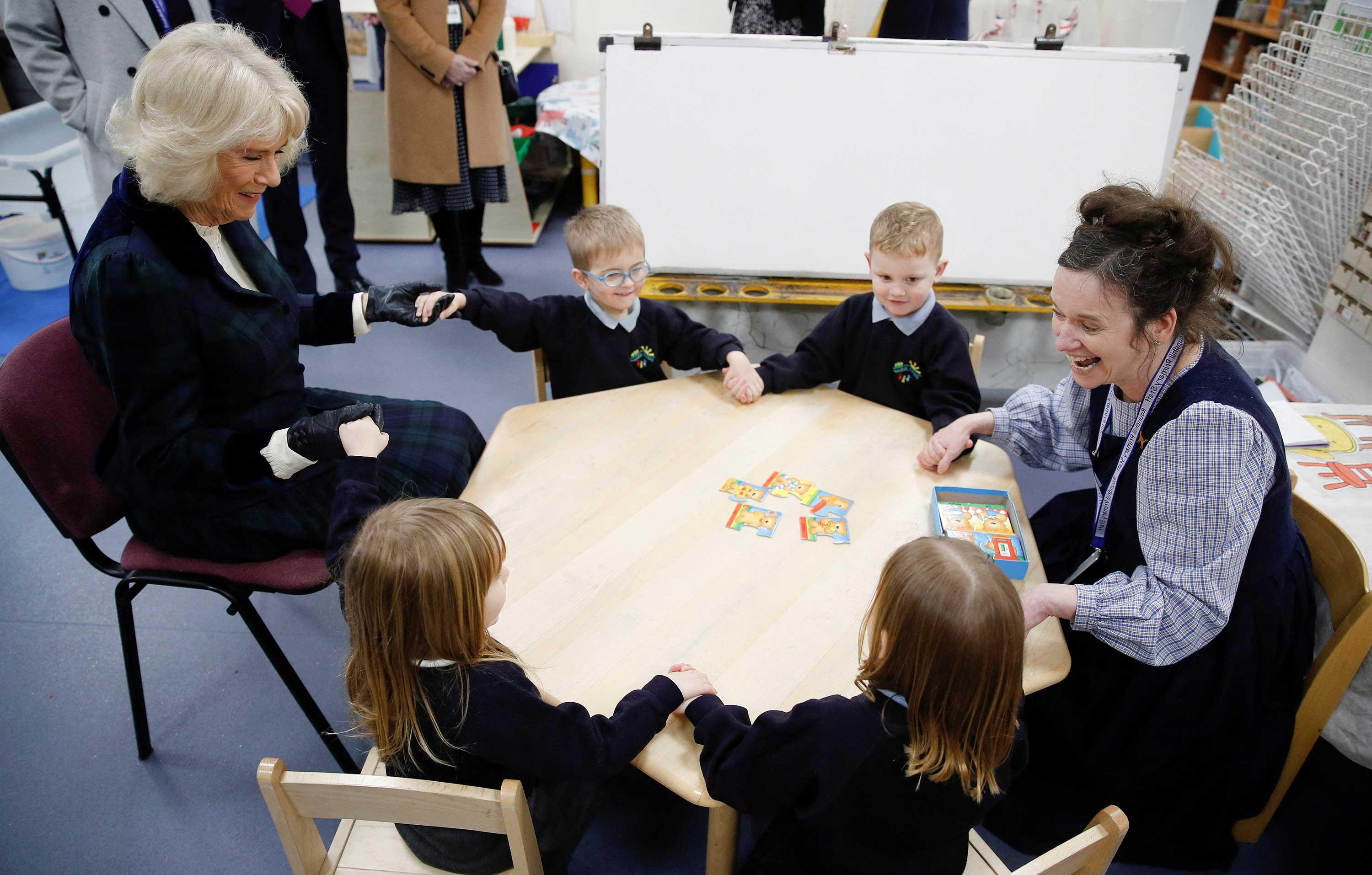 the duchess of cornwall visits roundhill primary school