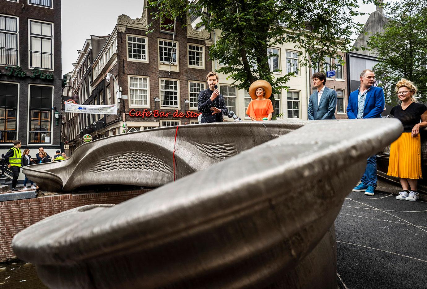 queen maxima of the netherlands attends the opening of a d printed bridge in amsterdam