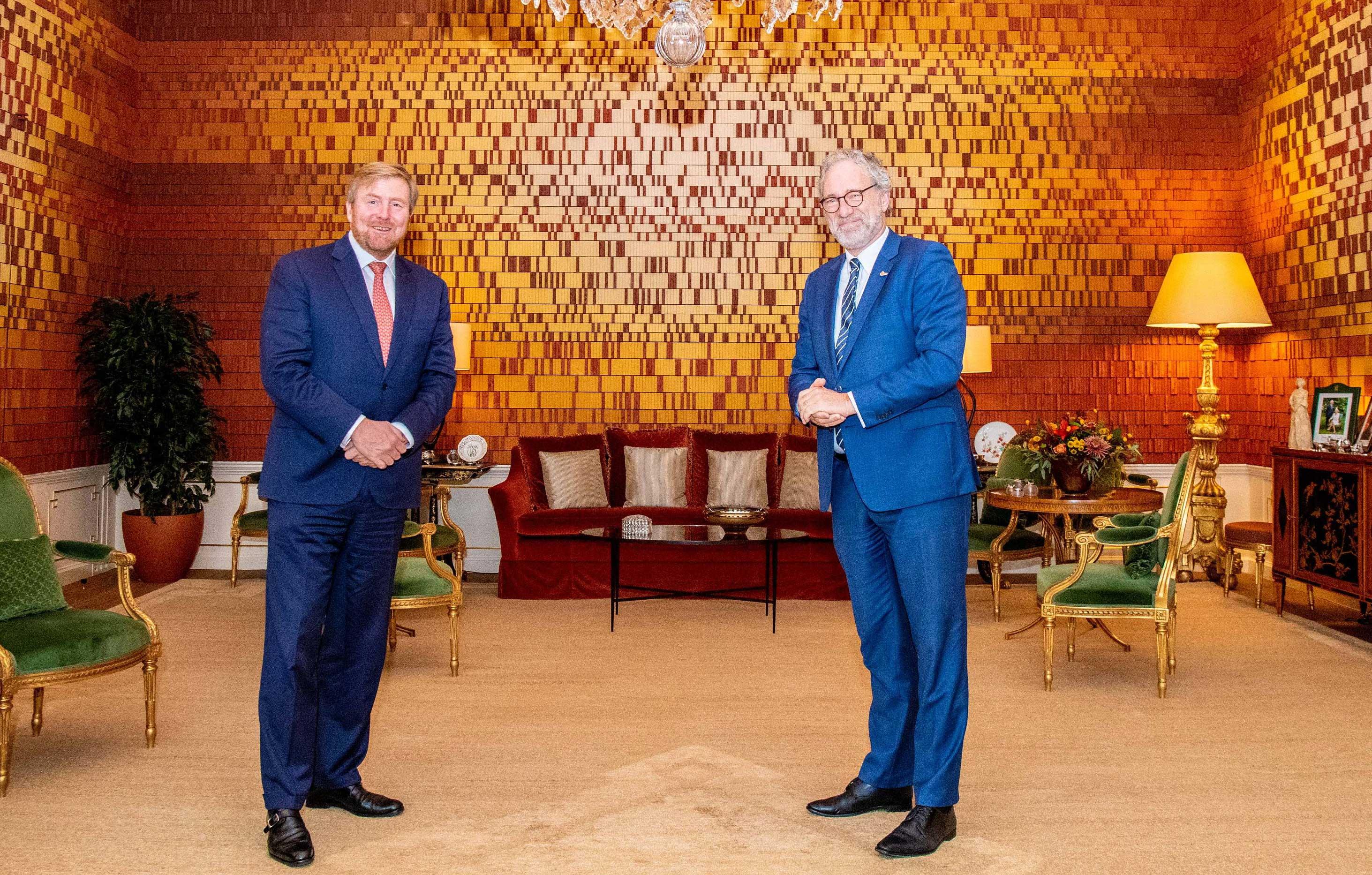 king willem alexander receives chairman of the second chamber