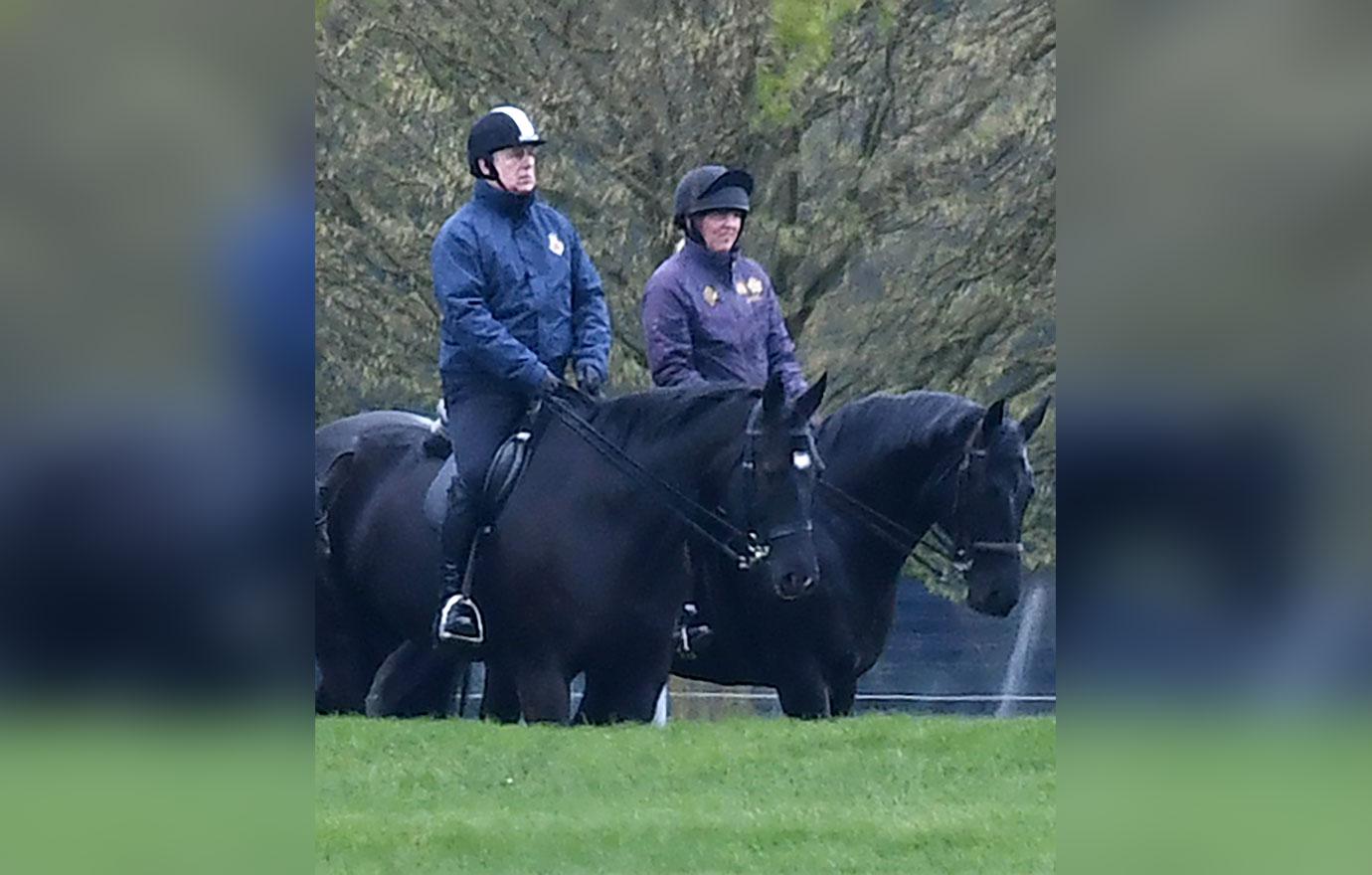 prince andrew rides his horse in the great windsor park