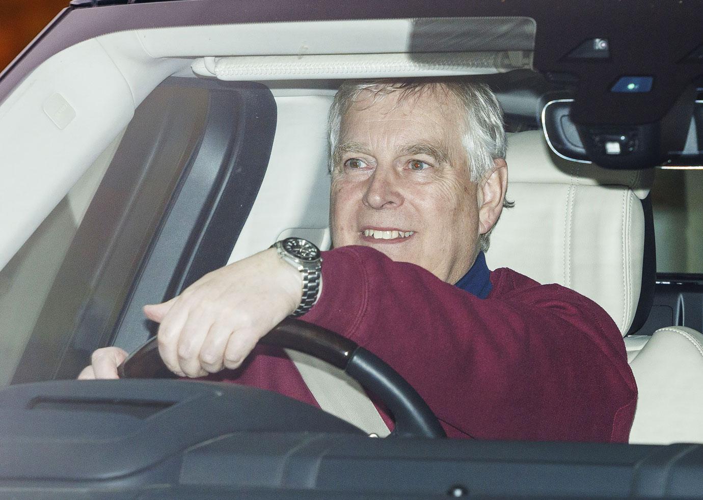 prince andrew drives out of royal lodge