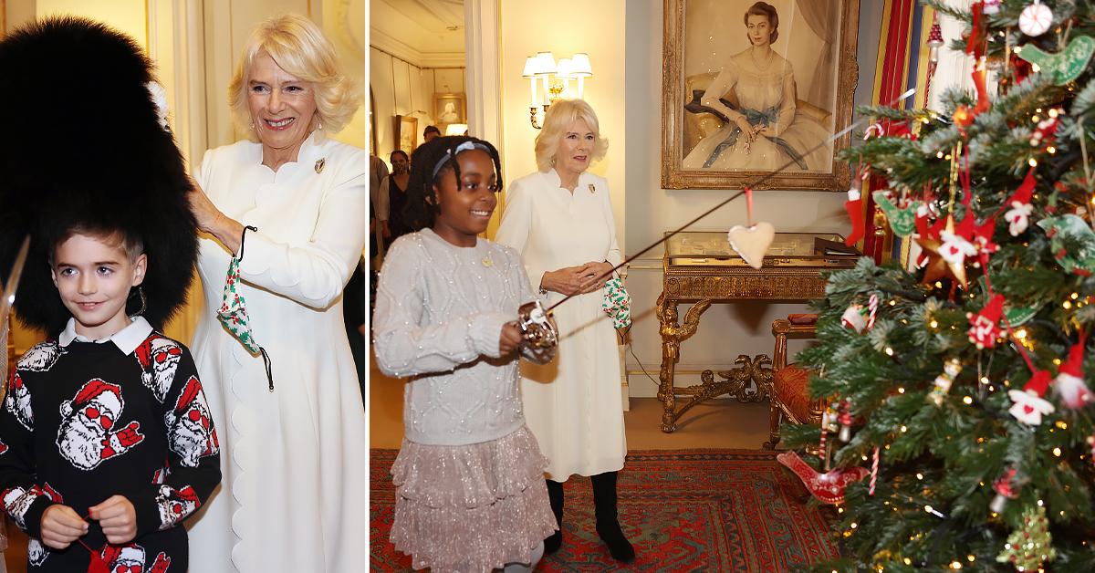 duchess camilla decorates tree at clarence house with children tro