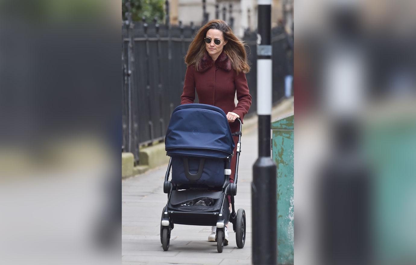 pippa middleton walking with newborn daughter elizabeth jane matthews