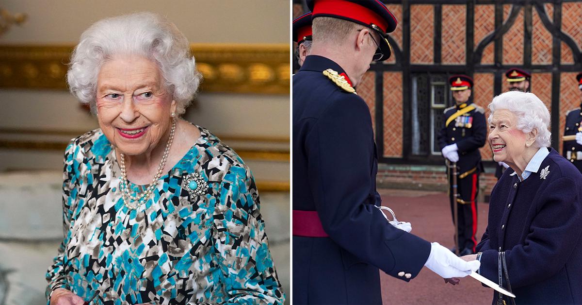 queen views commonwealth games baton and meets members royal regiment pp