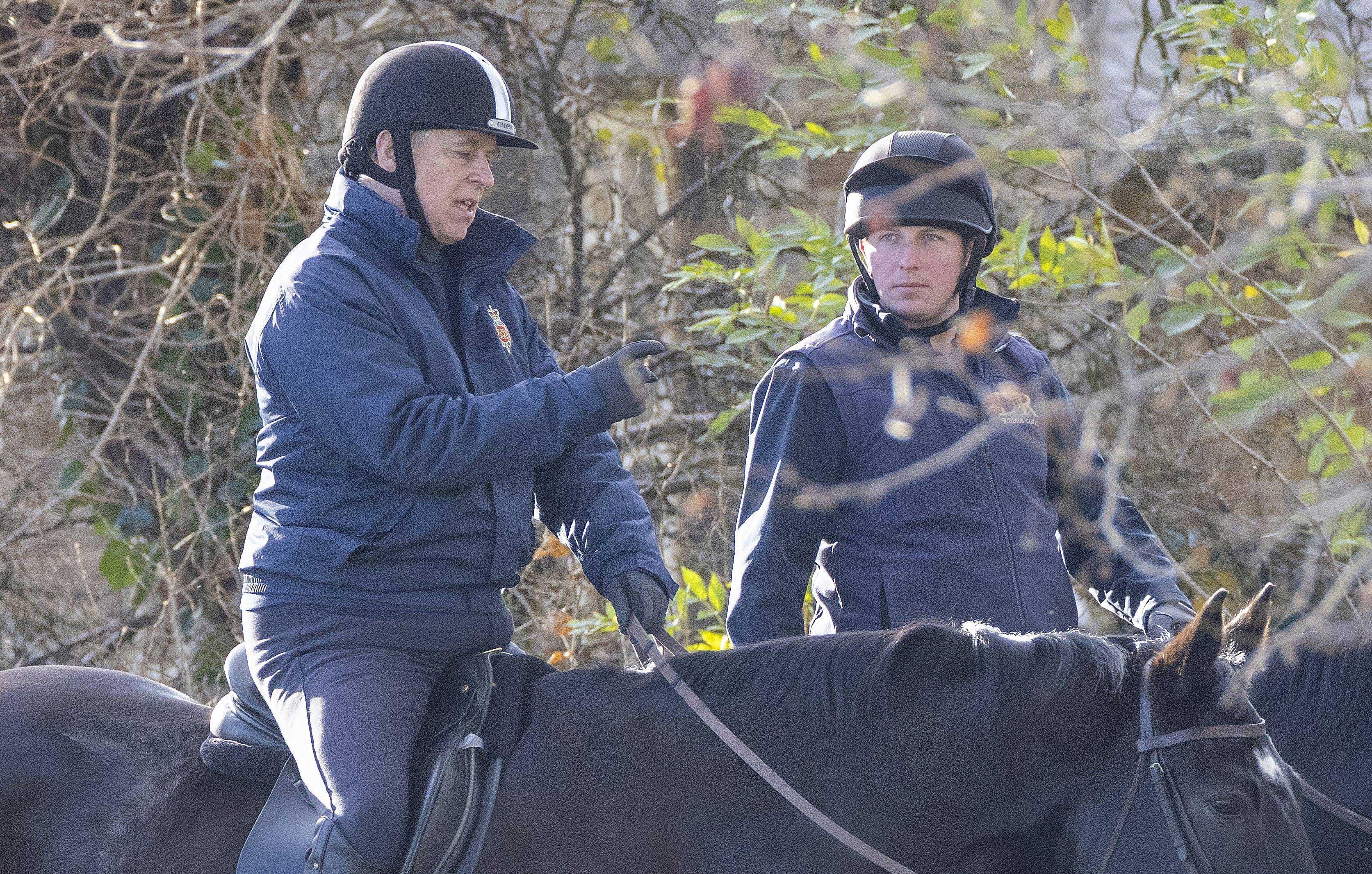 prince andrew out riding at windsor great park