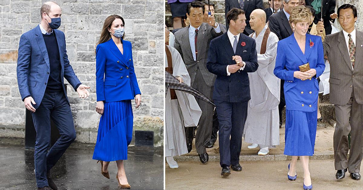 kate middleton wears nearly identical blue outfit princess diana