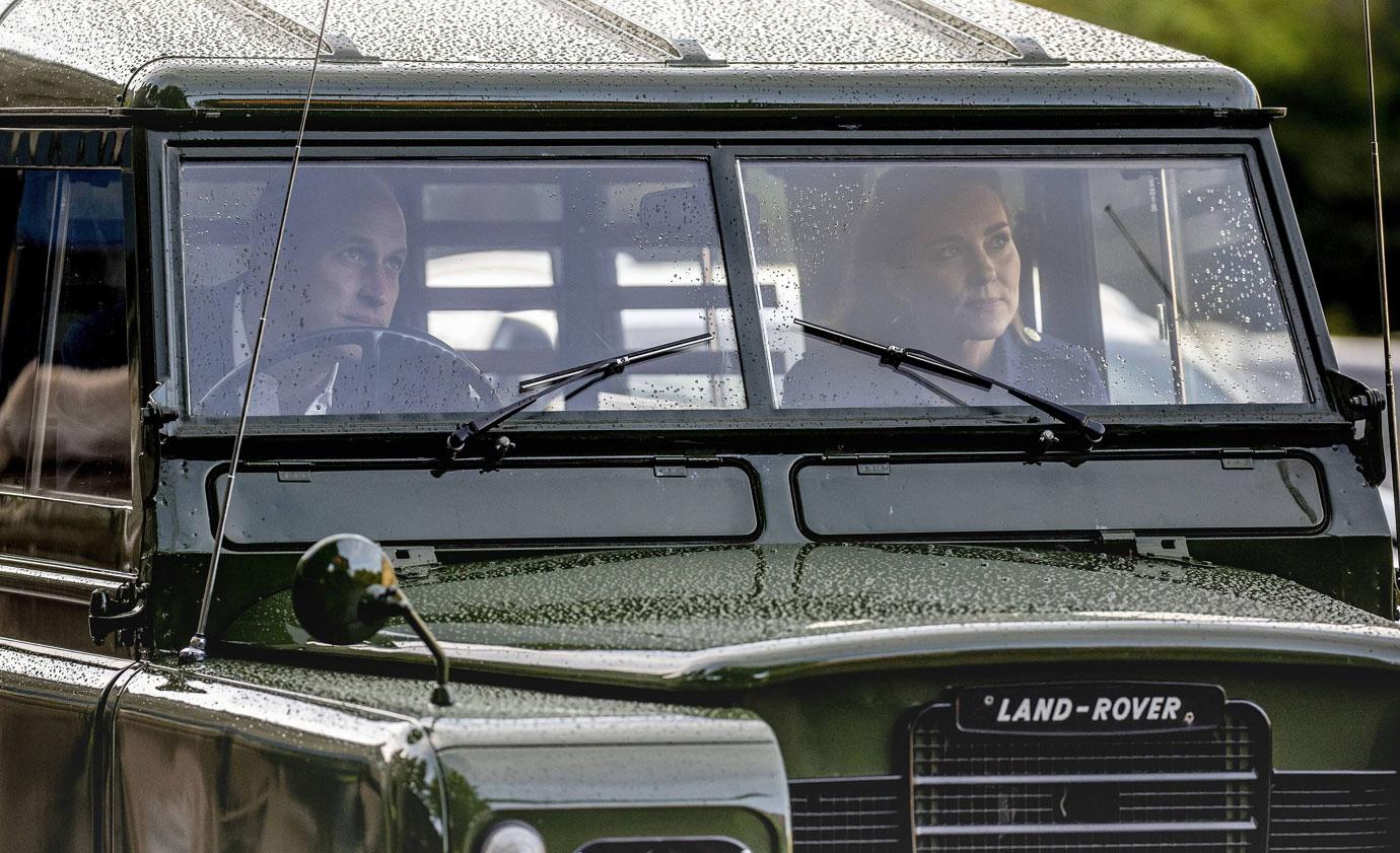 kate middleton prince william use prince philip vintage land rover attend drive in movie