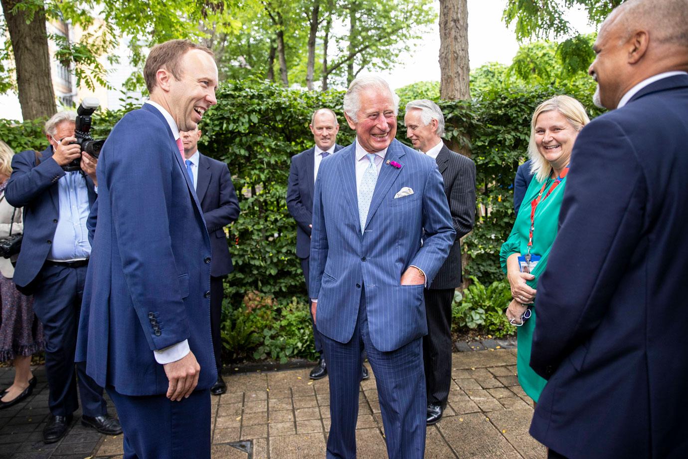 prince charles hrh prince of wales with health secretary matt hancock meeting nhs staff