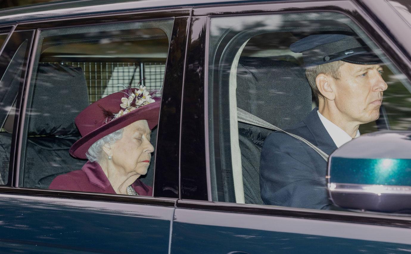 the queen is driven to the royal chapel of all saints in windsor great pk