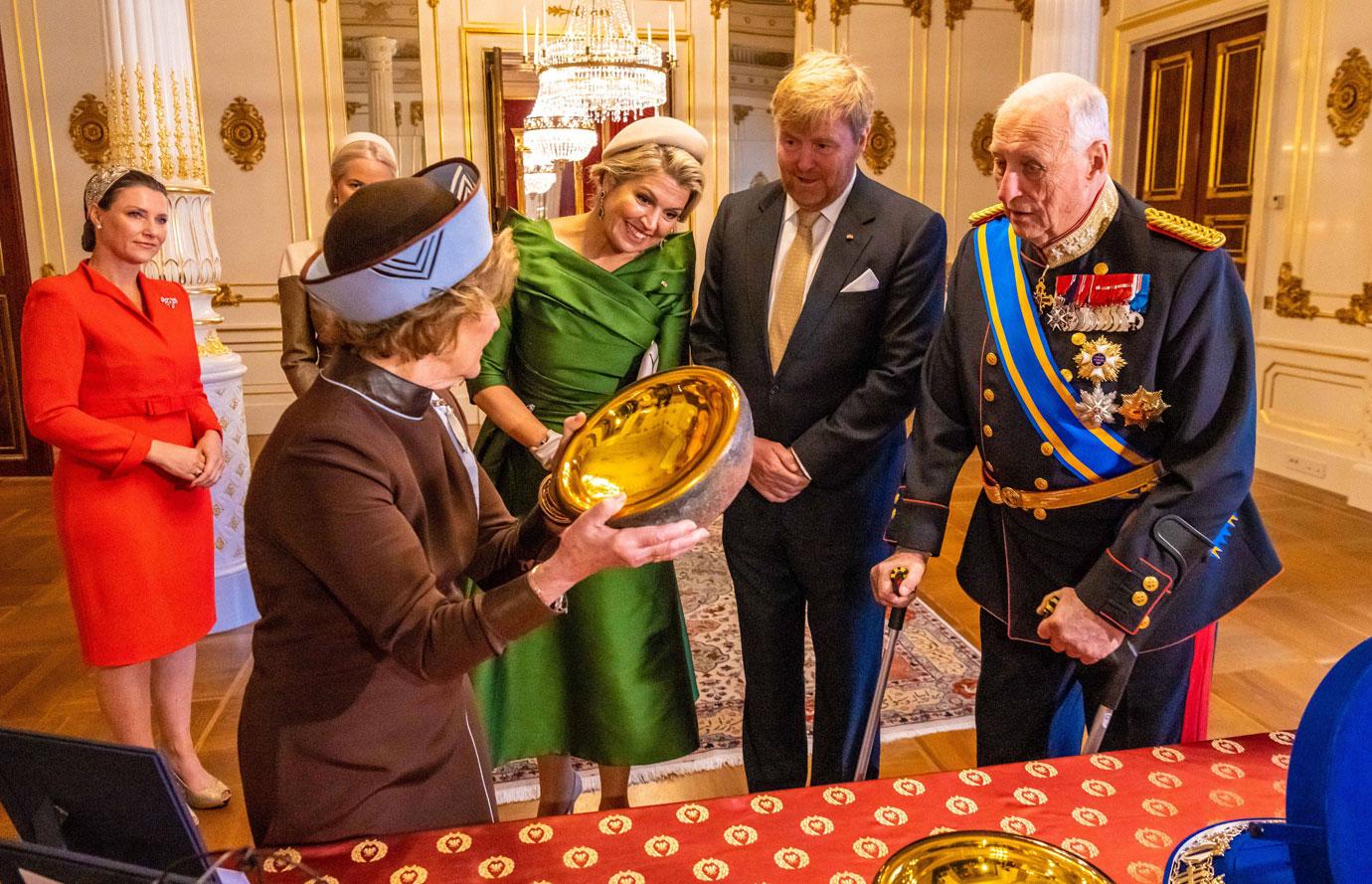 king willem alexander and queen maxima of the netherlands with norway royals during a meeting