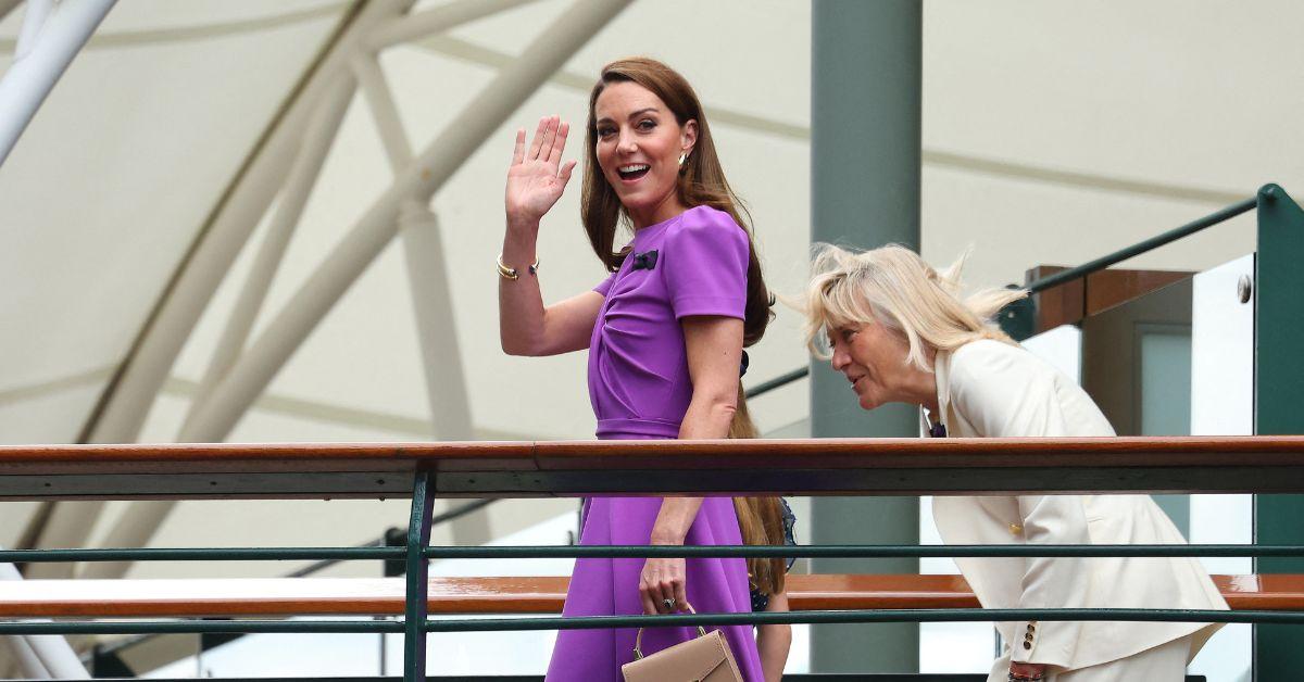 kate middleton in purple dress at wimbledon