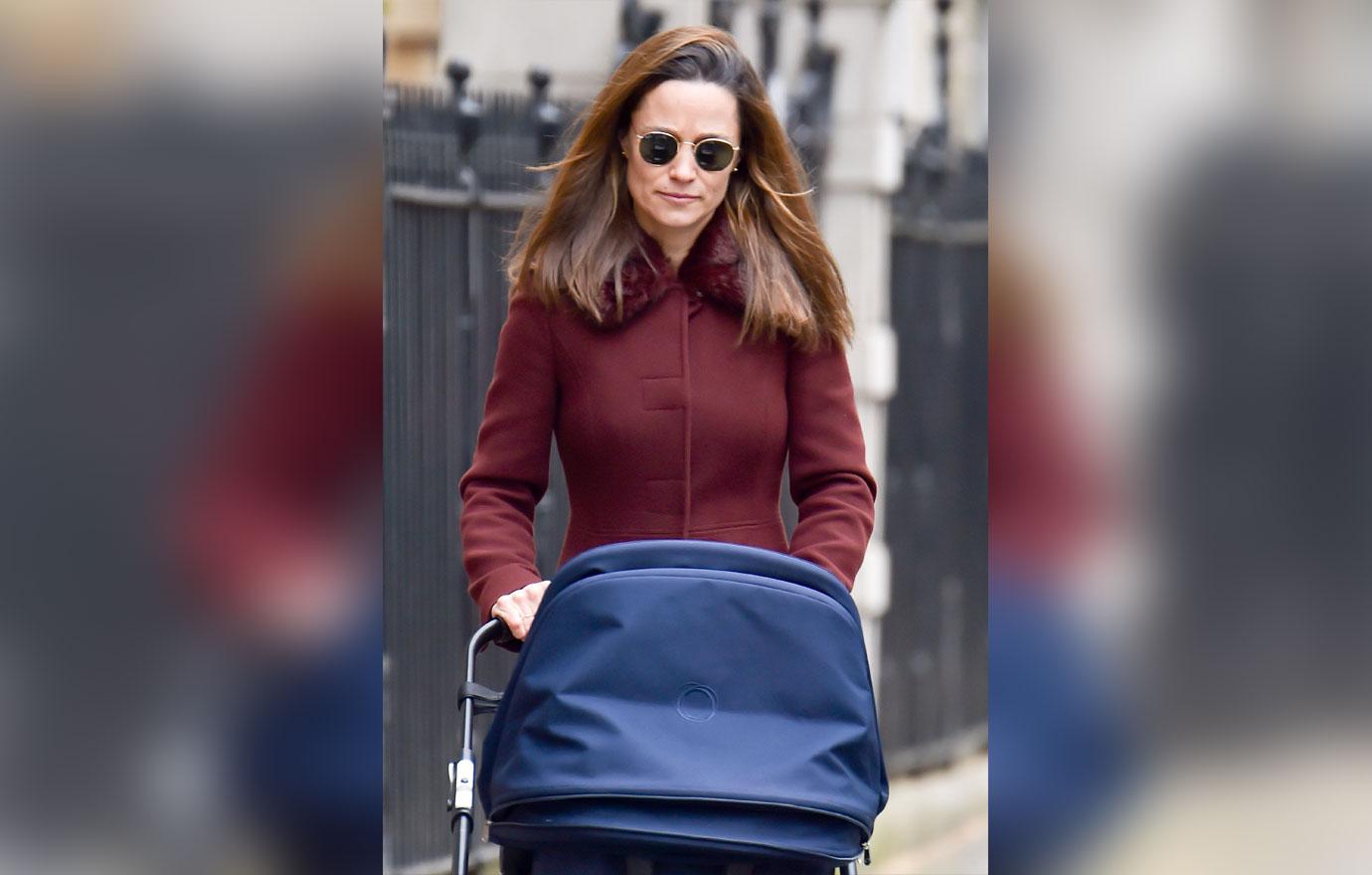 pippa middleton walking with newborn daughter elizabeth jane matthews