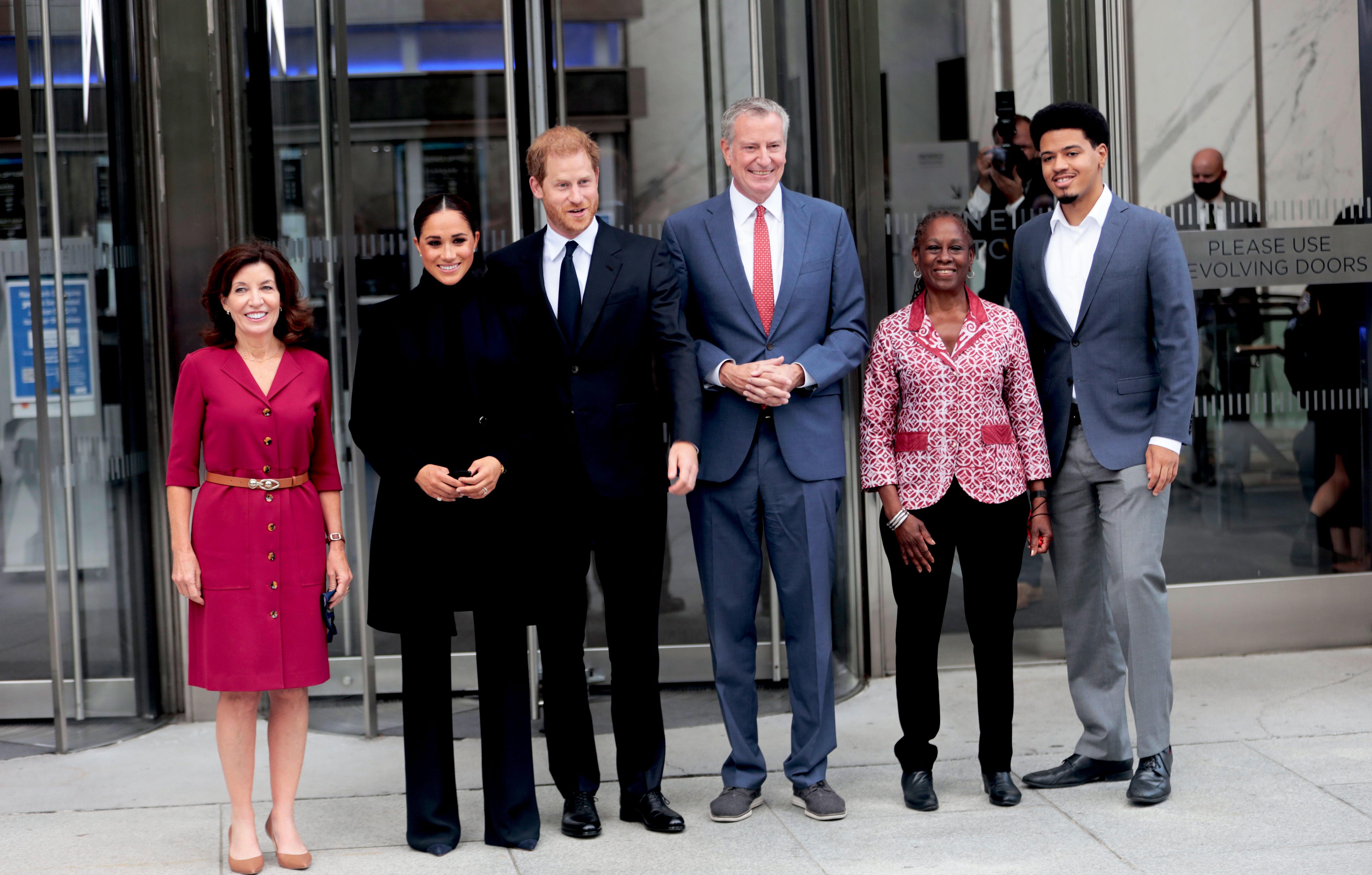 prince harry and meghan visit trade center and   museum