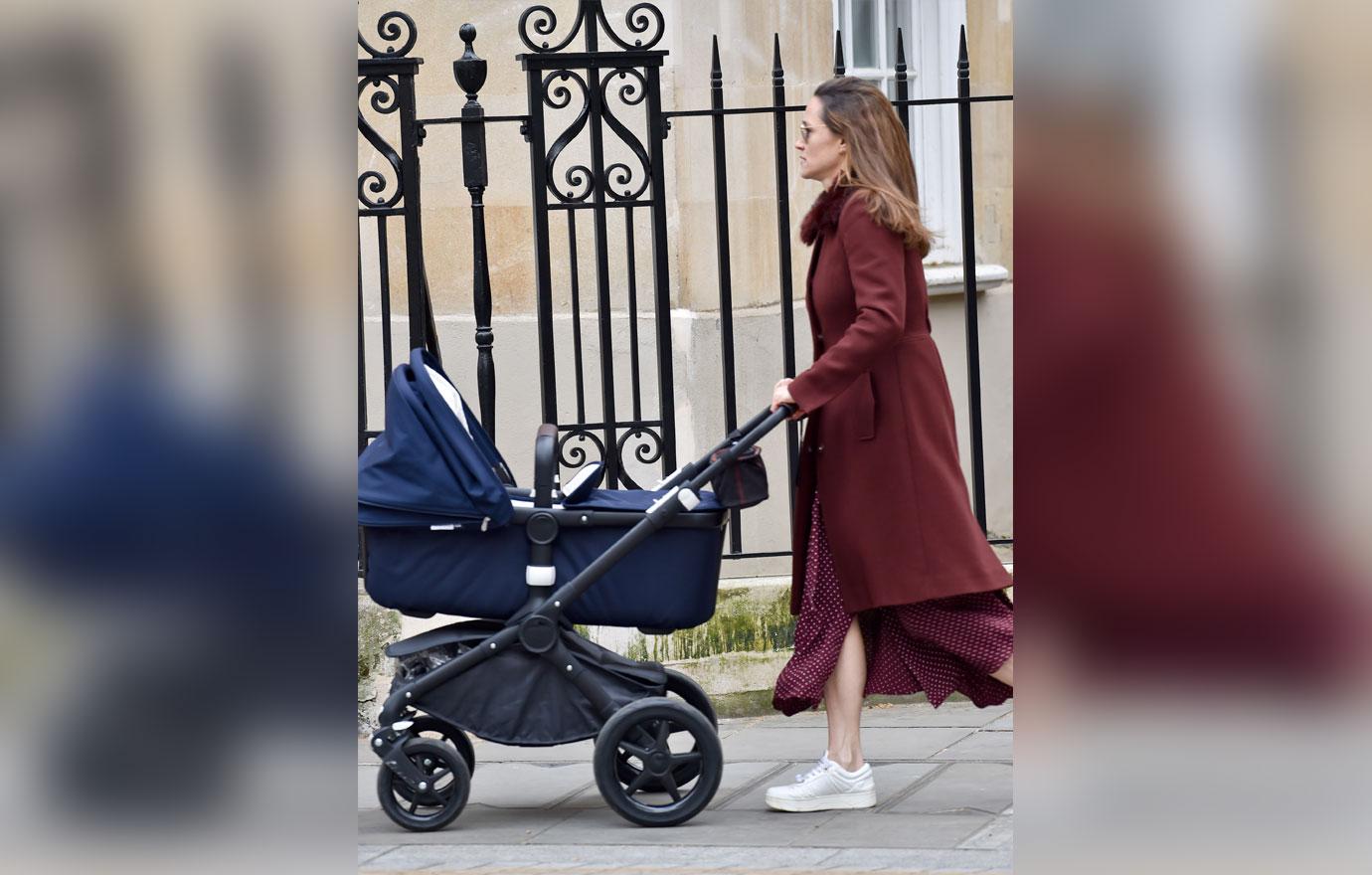 pippa middleton walking with newborn daughter elizabeth jane matthews