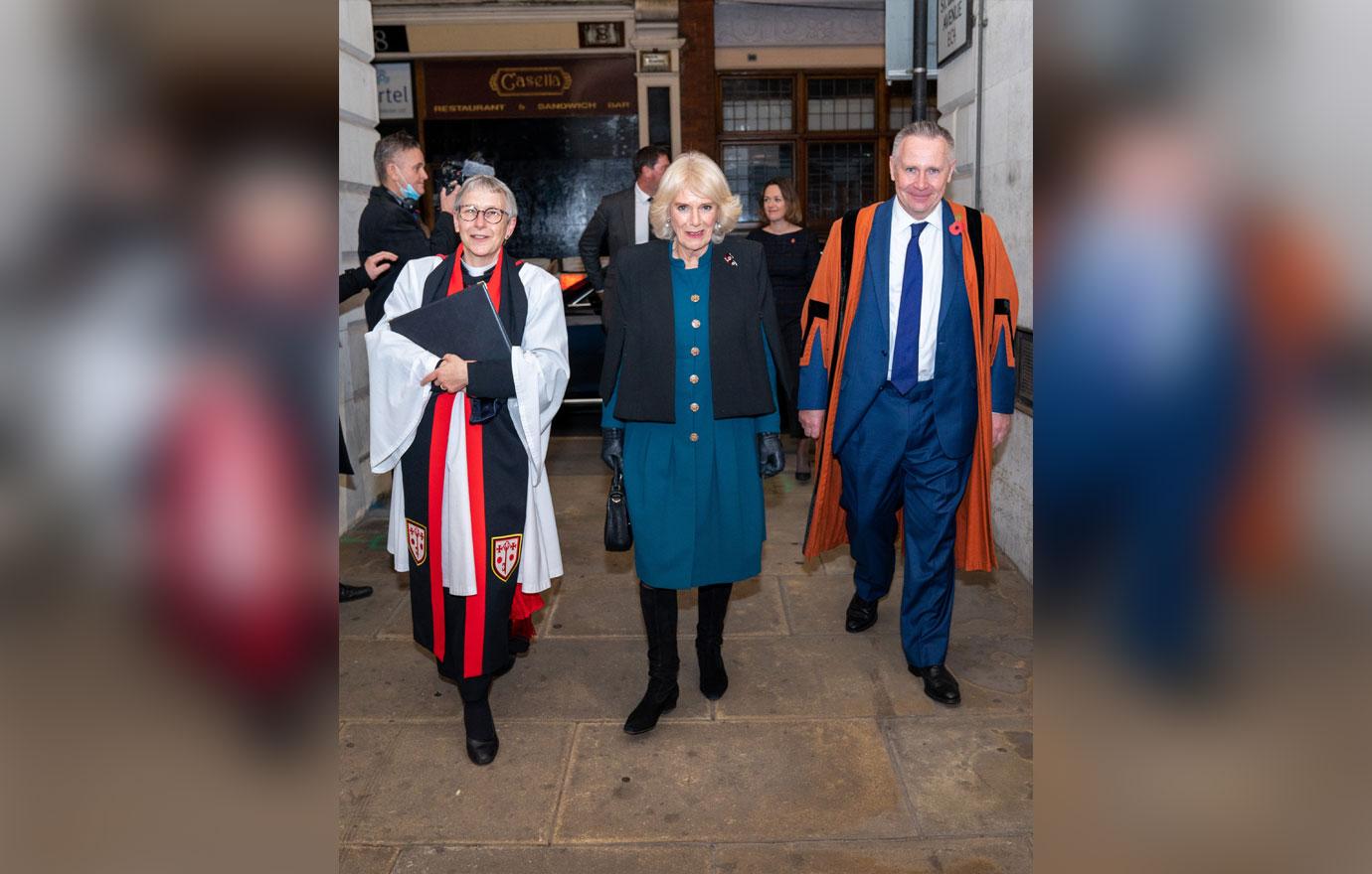 the duchess of cornwall camilla attends service at st brides church