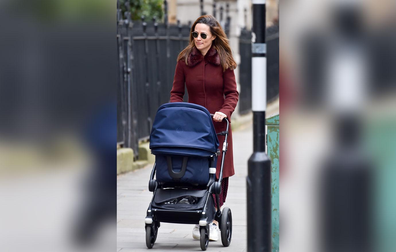 pippa middleton walking with newborn daughter elizabeth jane matthews