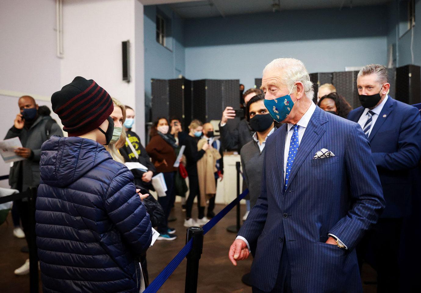 prince charles visits a covid  vaccination centre