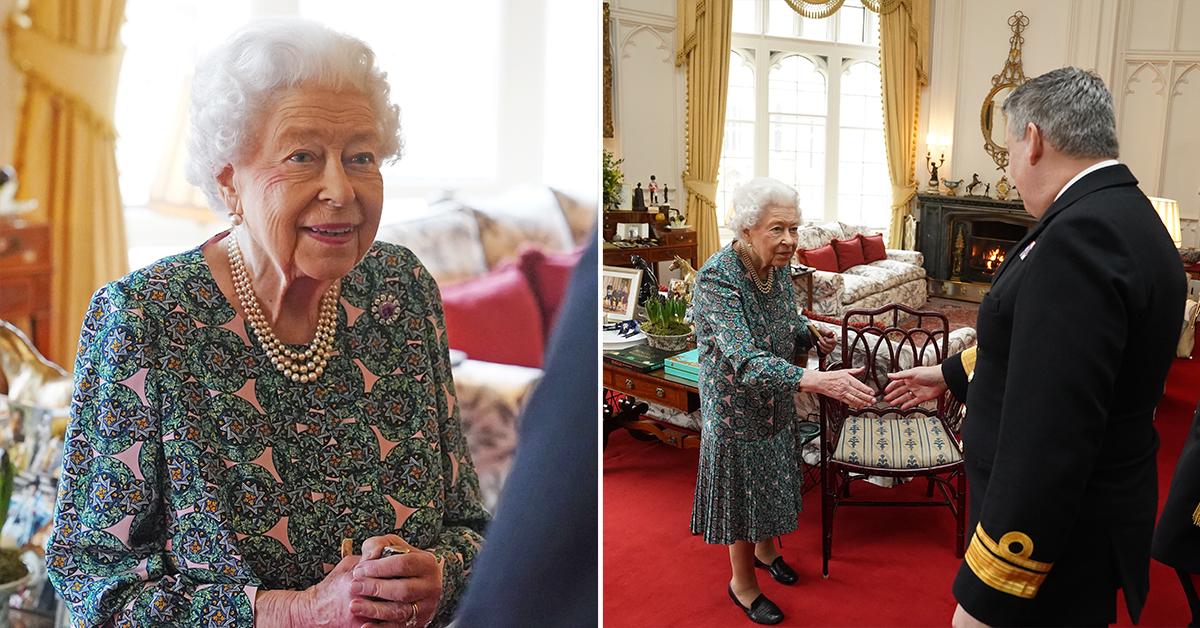 the queen conducts an audience at windsor castle pp