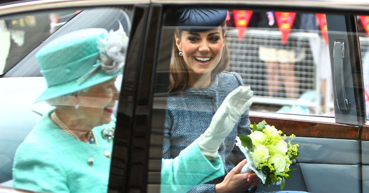 kate middleton and queen elizabeth ii smiling