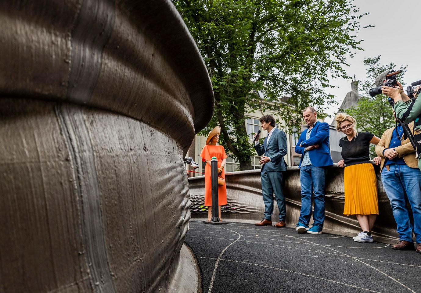 queen maxima of the netherlands attends the opening of a d printed bridge in amsterdam