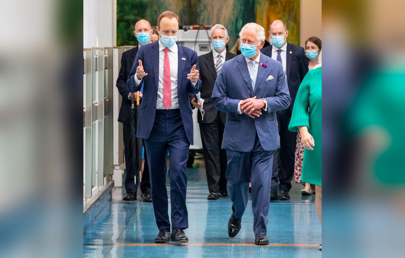 prince charles hrh prince of wales with health secretary matt hancock meeting nhs staff