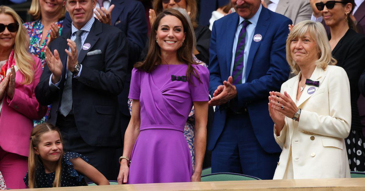 kate middleton in purple dress at wimbledon