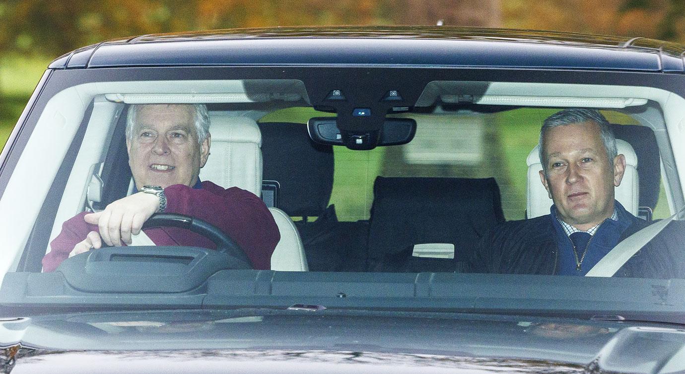 prince andrew drives out of royal lodge