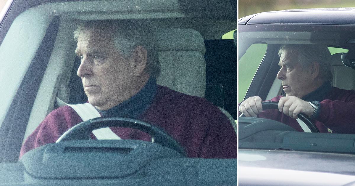 prince andrew pictured driving in windsor