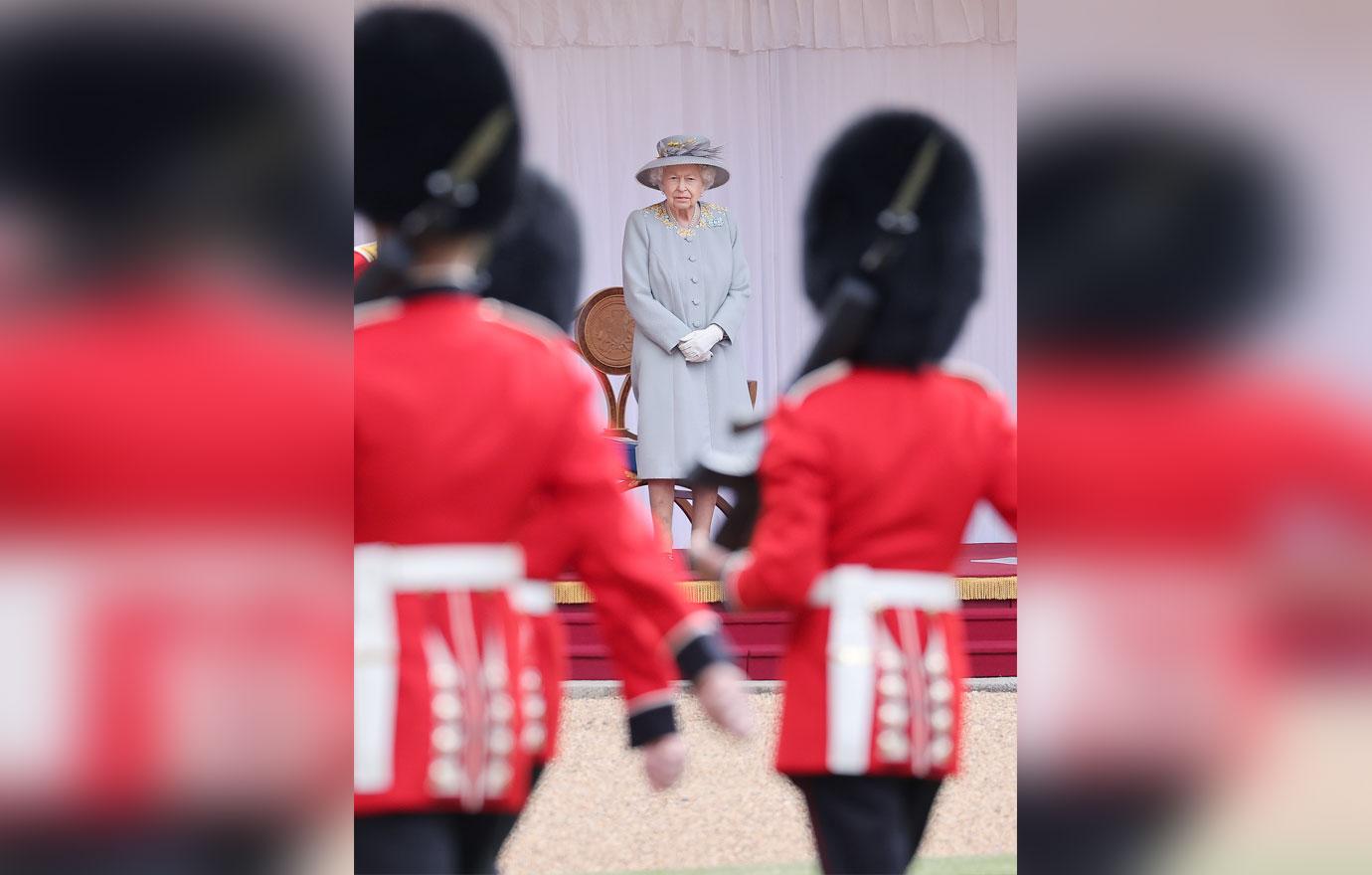 queen elizabeth attends trooping the colour alongside cousin duke of kent