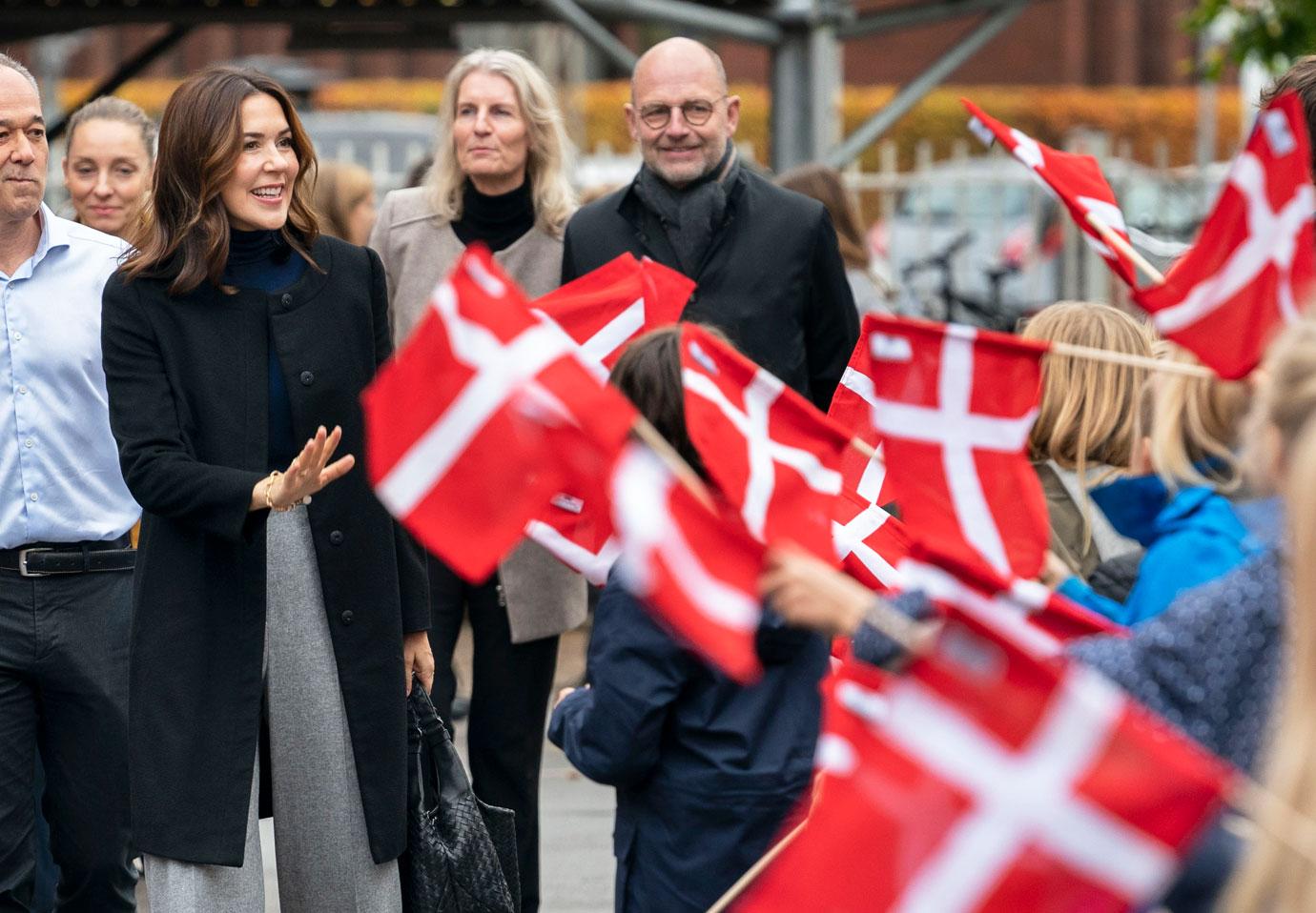 crown princess mary visits vigerslev alles skole in connection with the mary foundation and the new initiative called our school strength