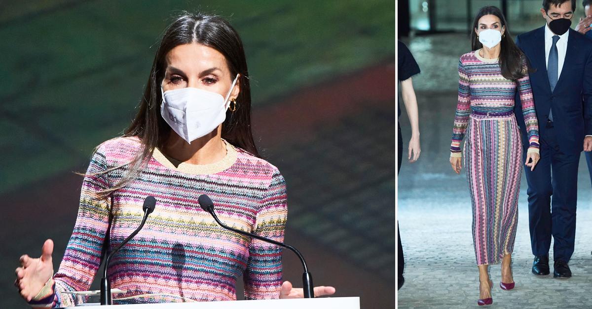 Queen Letizia brings back the ​Pedro Del Hierro sleeveless midi dress for a  Women for Africa Foundation conference - Queen Letizia Style