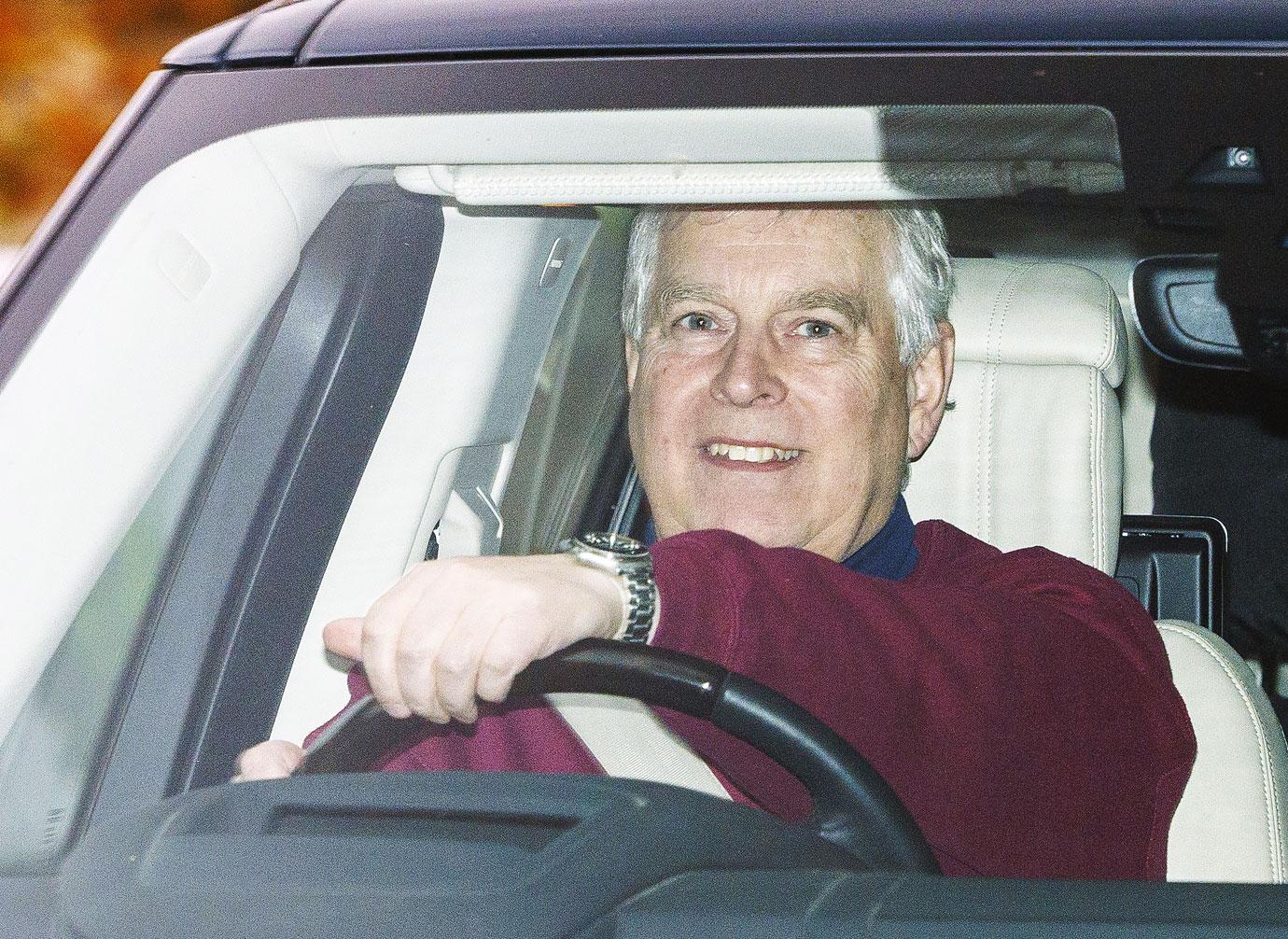 prince andrew drives out of royal lodge