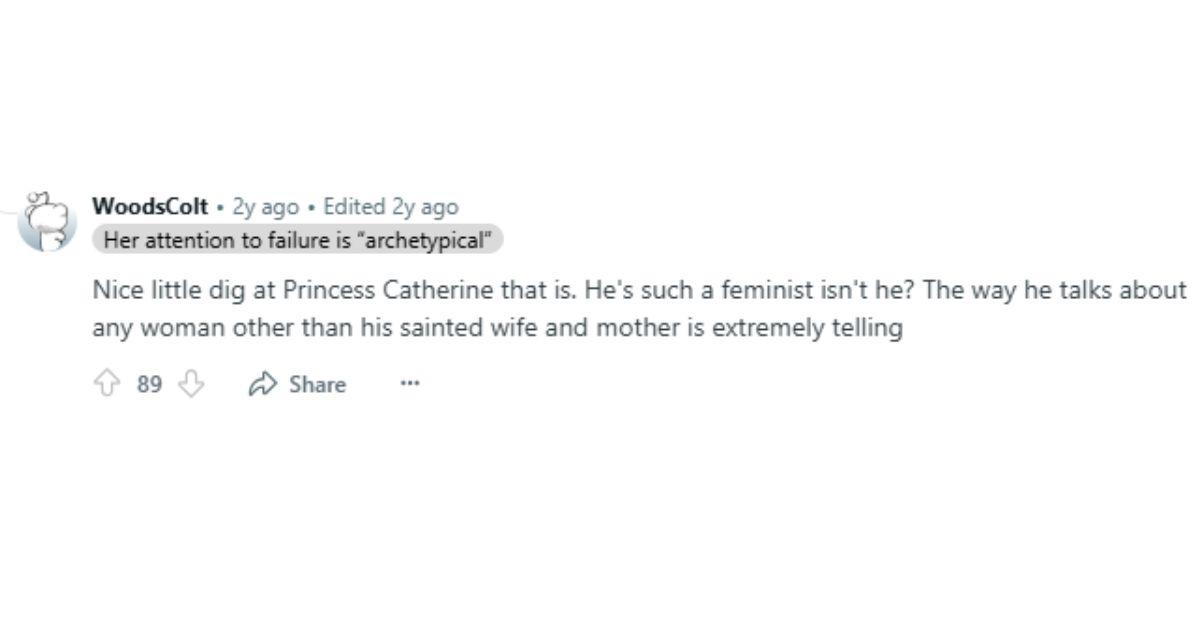 A netizen reacting to Prince Harry's comments.