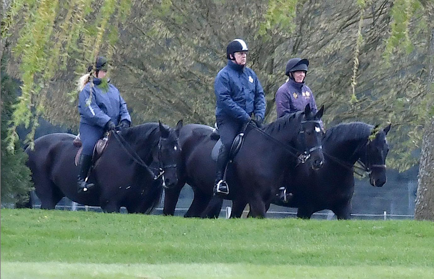 prince andrew rides his horse in the great windsor park