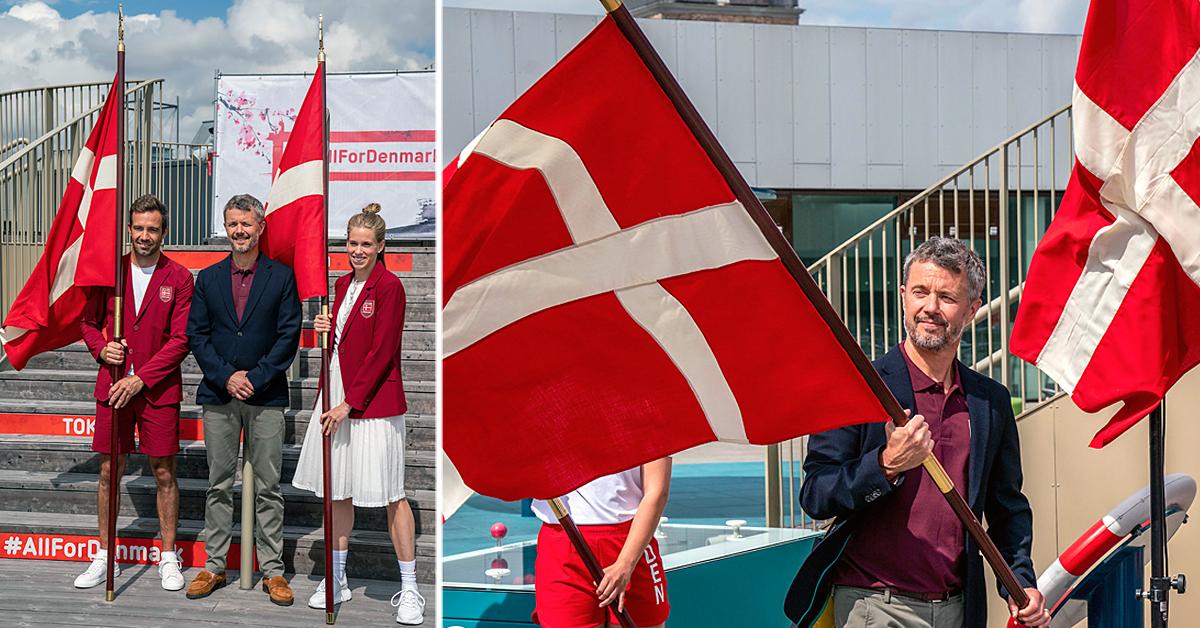 crown prince frederik of denmark hands out danish olympic flag