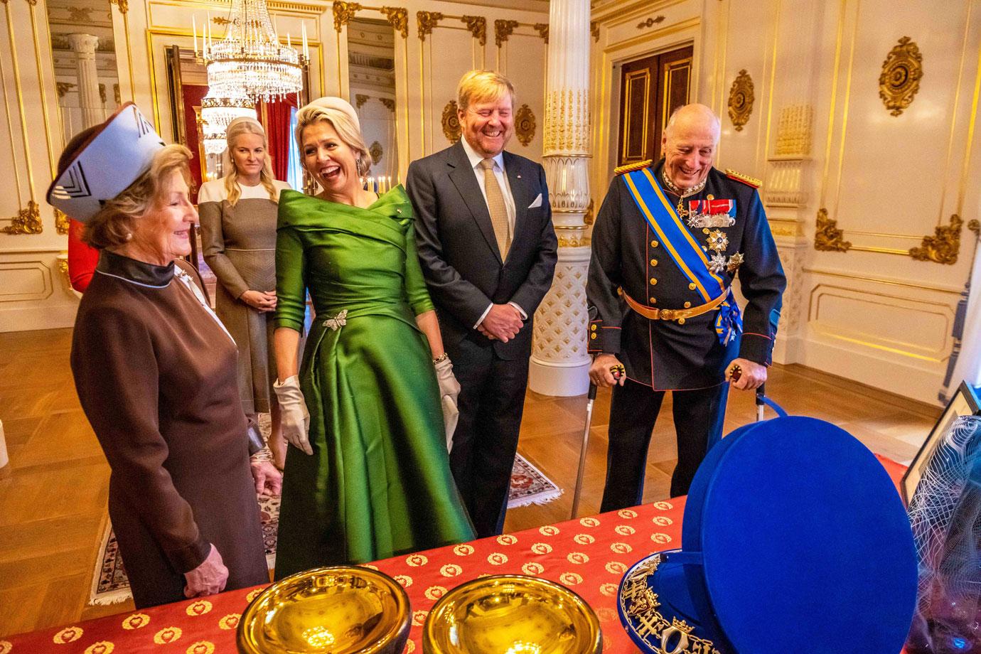 king willem alexander and queen maxima of the netherlands with norway royals during a meeting