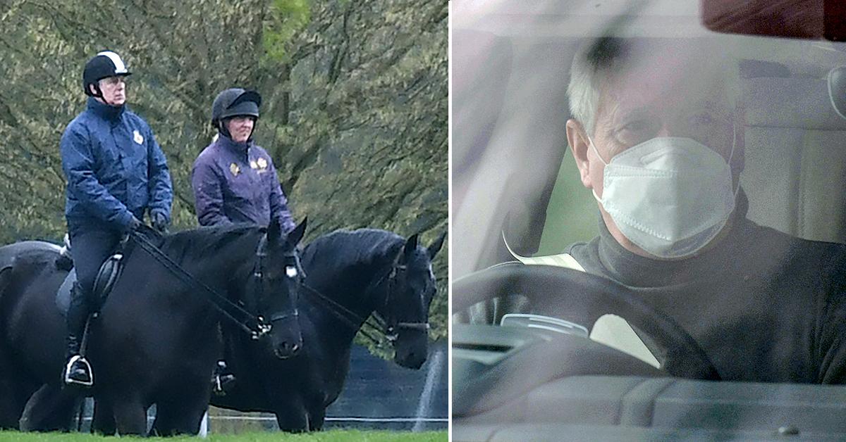 prince andrew rides his horse in the great windsor park