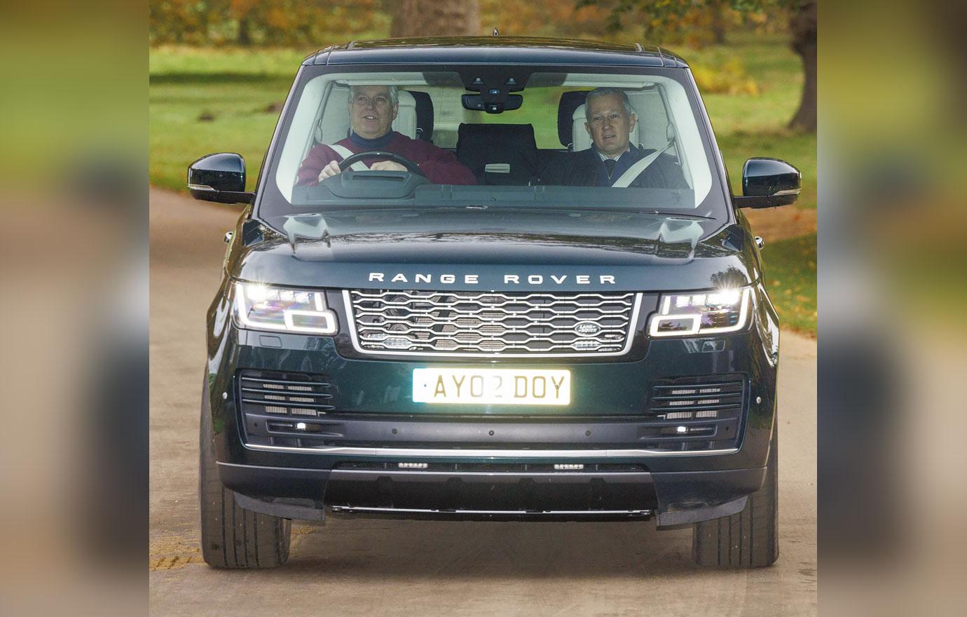 prince andrew drives out of royal lodge