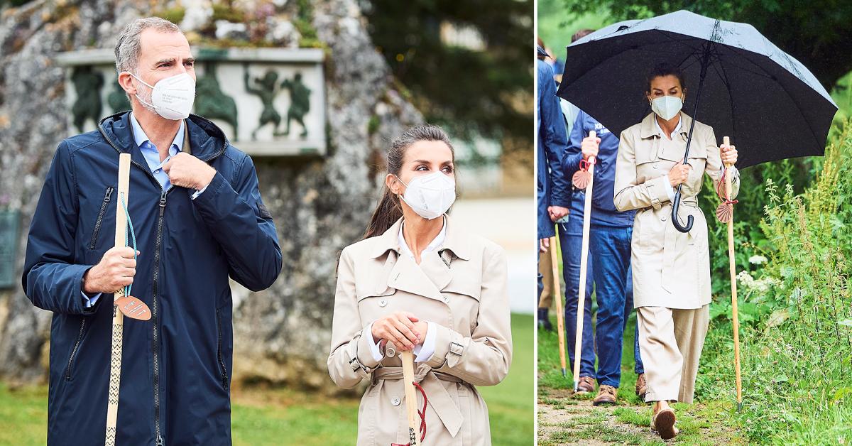 queen letizia king felipe spanish royals walk the way of st james in roncesvalles tro