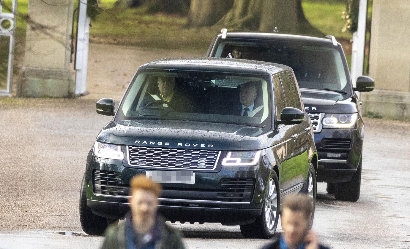 prince andrew drives from his royal lodge home with his detectives to windsor castle