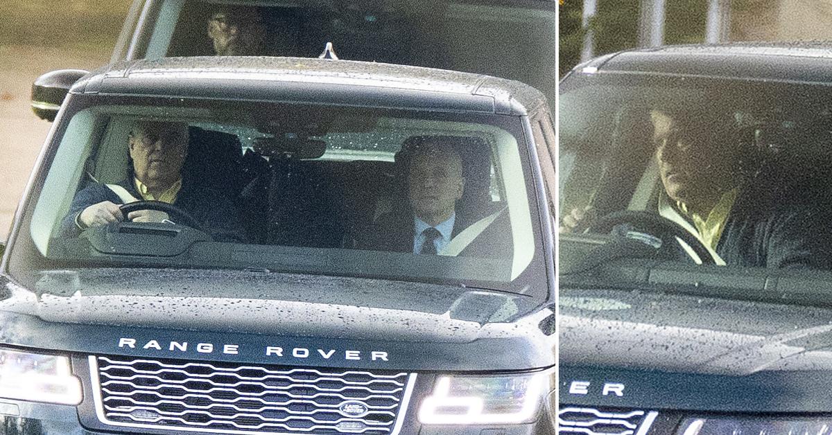 prince andrew drives from his royal lodge home with his detectives to windsor castle