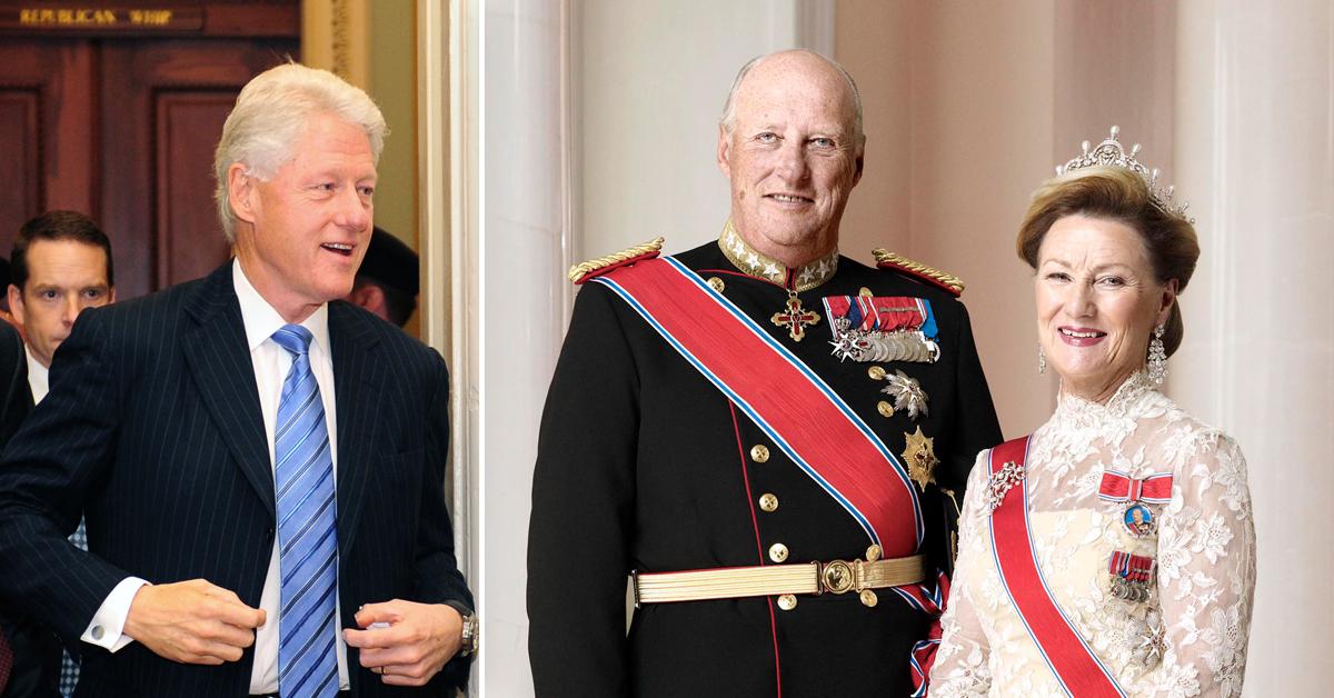 bill clinton left king queen norway outside white house tro