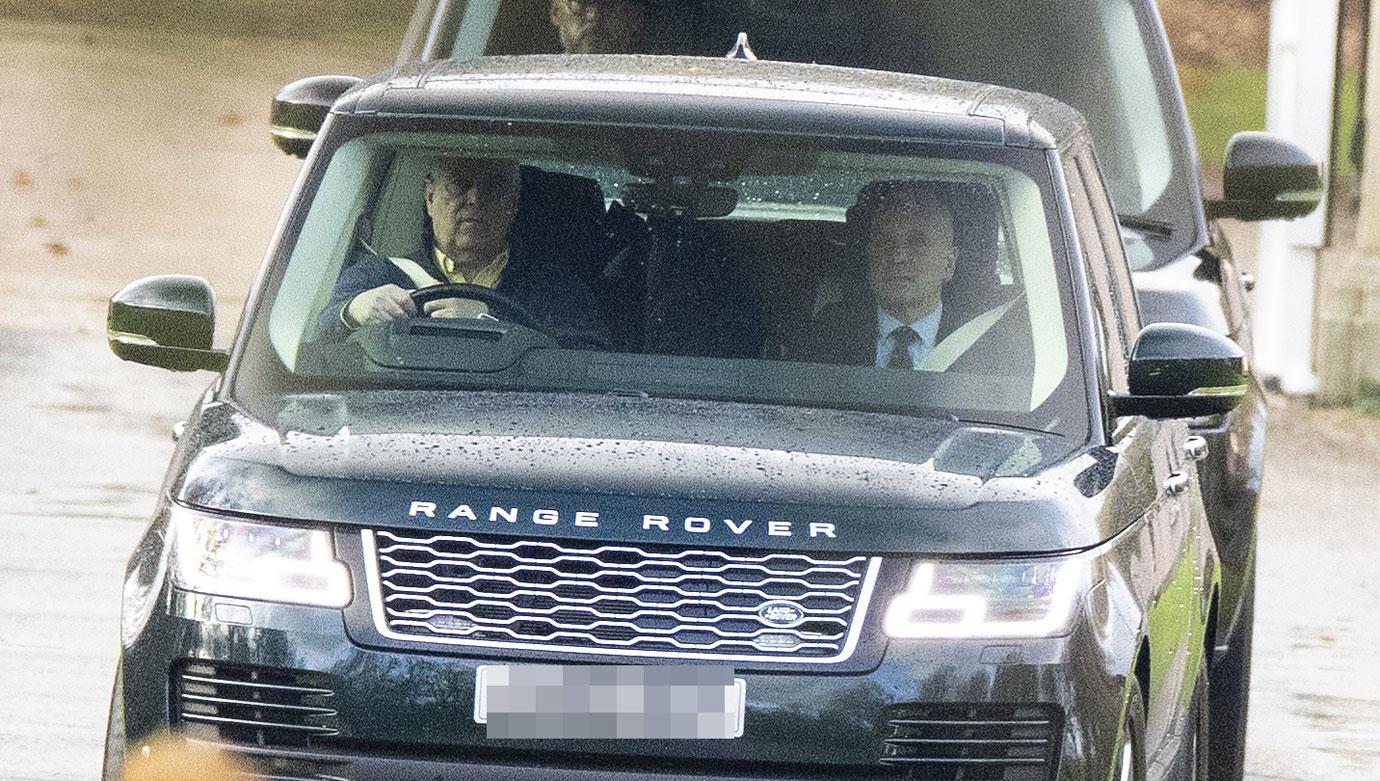 prince andrew drives from his royal lodge home with his detectives to windsor castle