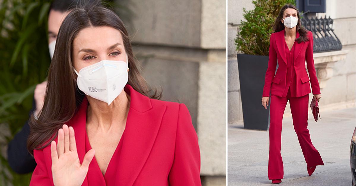 Hugo Boss Bootcut Suit Trousers in Red - Queen Letizia Pants