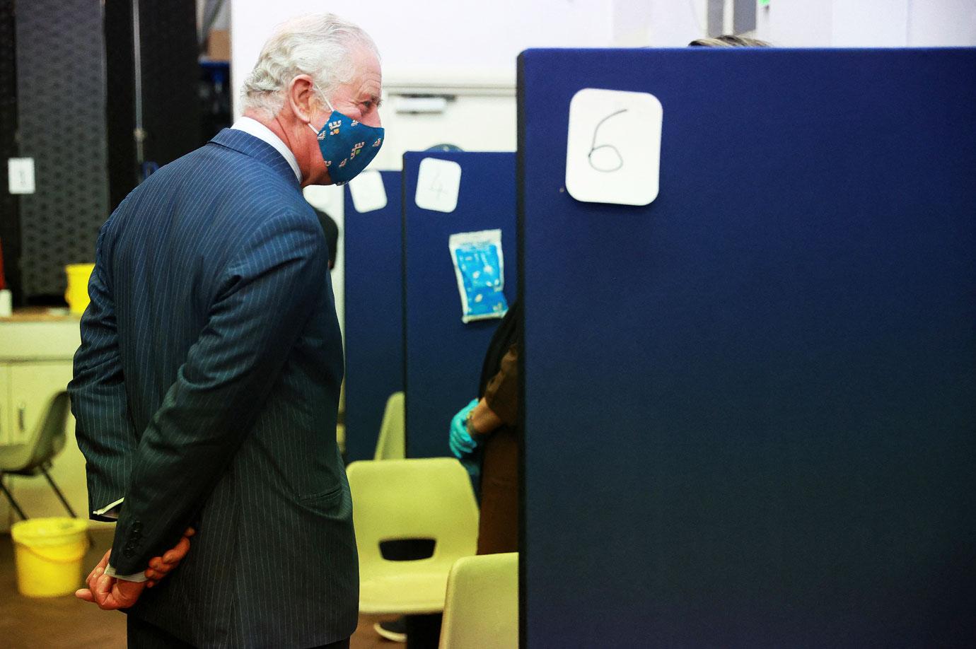 prince charles visits a covid  vaccination centre